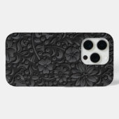 Zwart en grijs bloemenpatroon reliëf look Case-Mate iPhone case (Achterkant (horizontaal))