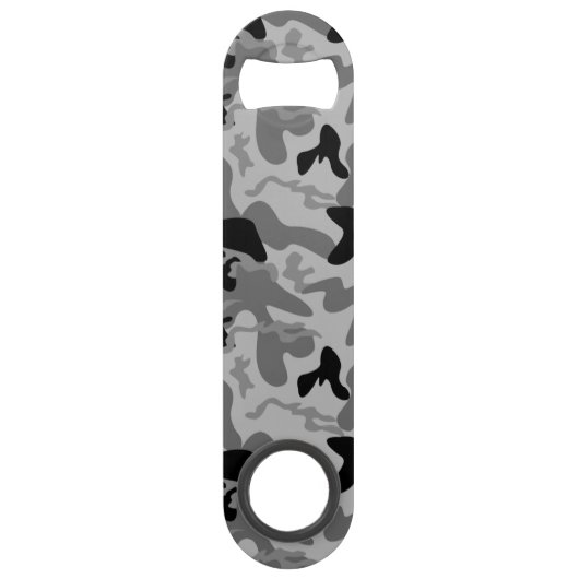 Zwart en grijs camo Custom en Naam handtekening Speed Flessenopener (Achterkant)