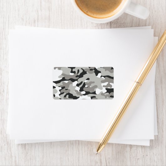 Zwart en grijs Camo-ontwerp Etiket (Insitu)