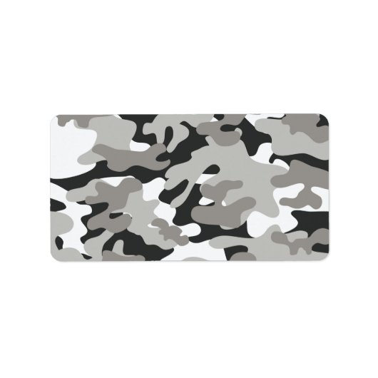 Zwart en grijs Camo-ontwerp Etiket (Voorkant)