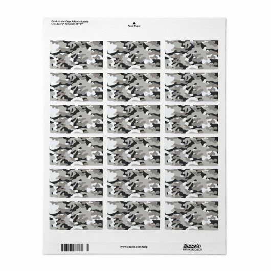 Zwart en grijs Camo-ontwerp Etiket (Full Sheet)