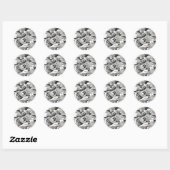 Zwart en grijs Camo-ontwerp Ronde Sticker (Vel)