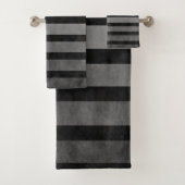 Zwart en grijs Camouflage getextureerde lijn strep Bad Handdoek (Insitu)