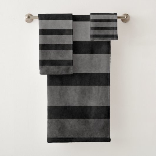Zwart en grijs Camouflage getextureerde lijn strep Bad Handdoek (Insitu)