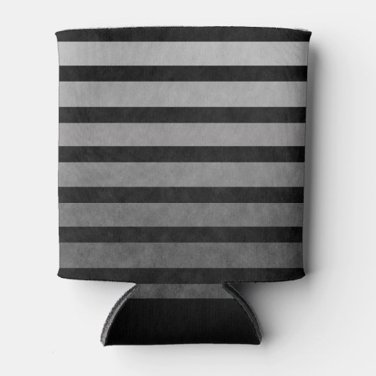 Zwart en grijs Camouflage getextureerde lijn strep Blikjeskoeler (Voorkant)