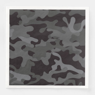 Zwart en Grijs Camouflage Papier Diner Servetten
