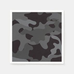 Zwart en Grijs Camouflage Papieren servetten