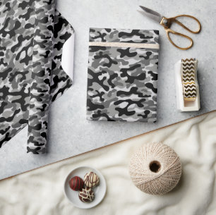 Zwart en grijs camouflagepatroon cadeaupapier