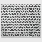 Zwart en grijs Chevron Zebra patroon Cadeaupapier (Vlak)