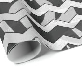 Zwart en grijs Chevron Zebra patroon Cadeaupapier (Rol Hoek)