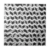 Zwart en grijs Chevron Zebra patroon Tegeltje (Voorkant)