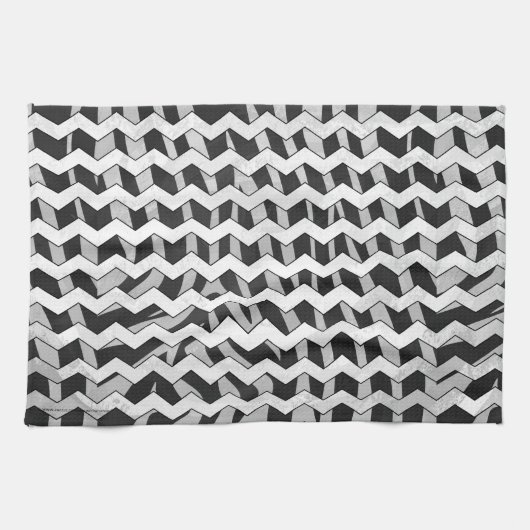 Zwart en grijs Chevron Zebra patroon Theedoek (Horizontaal)