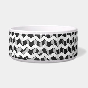 Zwart en grijs Chevron Zebra patroon Voerbakje