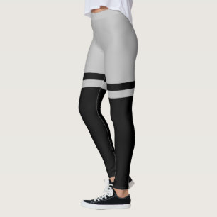Zwart en grijs dijbeen gestreept boven de knie leggings