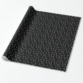 Zwart en grijs Eenvoudig modern Raindrops-patroon Cadeaupapier (Uitgerold)