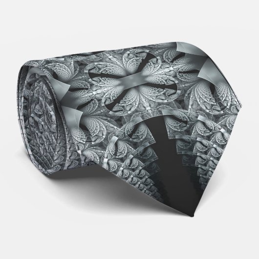 Zwart en grijs Fractal Stropdas (Opgerold)