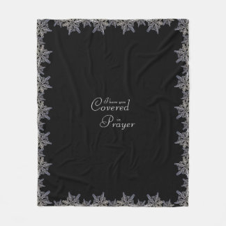 Zwart en grijs Gedekt in Prayer Crystal Snowflake Fleece Deken