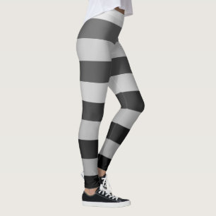 Zwart en grijs gestreept kleurblokpatroon leggings