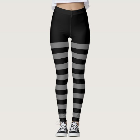 Zwart en grijs gestreept leggings (Voorkant)