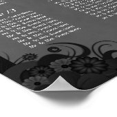 Zwart en Grijs Gothic Bruiloft 15 Tafel Zitgrafiek Poster (Hoek)