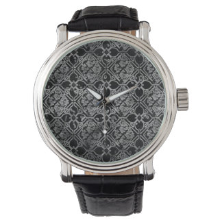 Zwart en grijs Grunge Bloemenhorloge Horloge