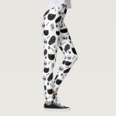 Zwart en Grijs Halloween Icons Patroon Leggings (Rechts)