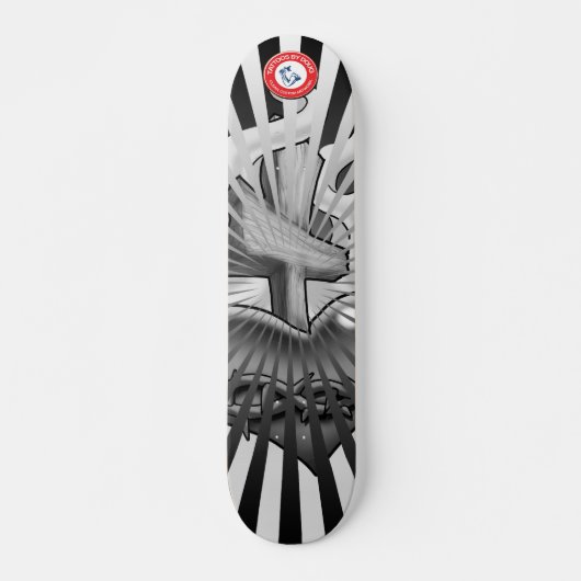 Zwart en grijs heilig hart skateboard (Voorkant)