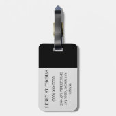 Zwart en grijs Initiaal kleurenblok Bagagelabel (Achterkant verticaal)