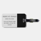 Zwart en grijs Initiaal kleurenblok Bagagelabel (Achterkant horizontaal)