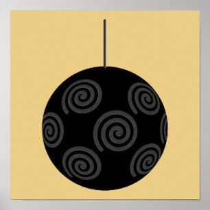 Zwart en grijs kerstgebak op goud. poster