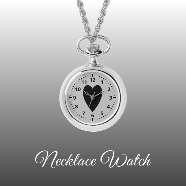 Zwart en grijs liefde hart Ketting Watch (Creator heeft geüpload)