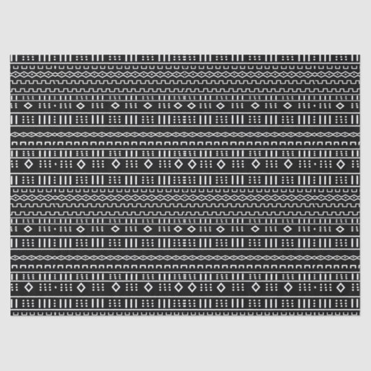 Zwart en grijs Modern Mudcloth Tissuepapier (Voorkant)
