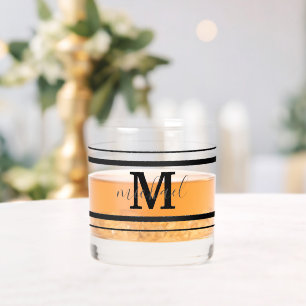 zwart en grijs monogram initiaal naam decoratief whisky glas