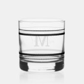zwart en grijs monogram initiaal naam decoratief whisky glas (Achterkant)