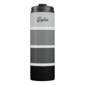 Zwart en Grijs | Ombre Strepen met Script Fleece Thermosbeker (Voorkant)