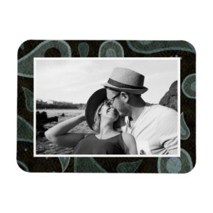 Zwart en grijs paisley patroon aangepaste foto magneet