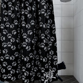 Zwart en Grijs Paw Print Patroon Douchegordijn