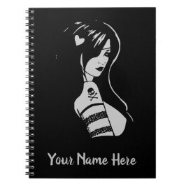Zwart en grijs piraatmeisje notitieboek