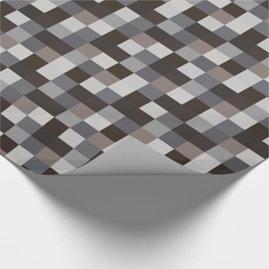 Zwart en grijs Pixelated Patroon Cadeaupapier (Hoek)