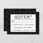 Zwart en grijs RSVP Damask Floral Wedding / Party (Voorkant / Achterkant)