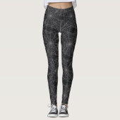 Zwart en Grijs Spiderweb Gothic Patroon Leggings (Voorkant)