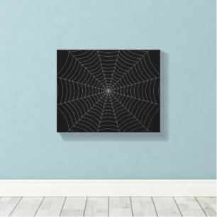 Zwart en grijs spinnenweb Halloween patroon Canvas Afdruk