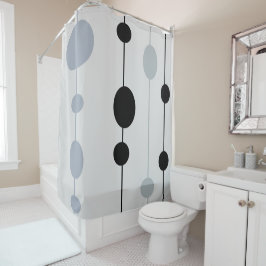 Zwart en Grijs stippen op grijs Douchegordijn