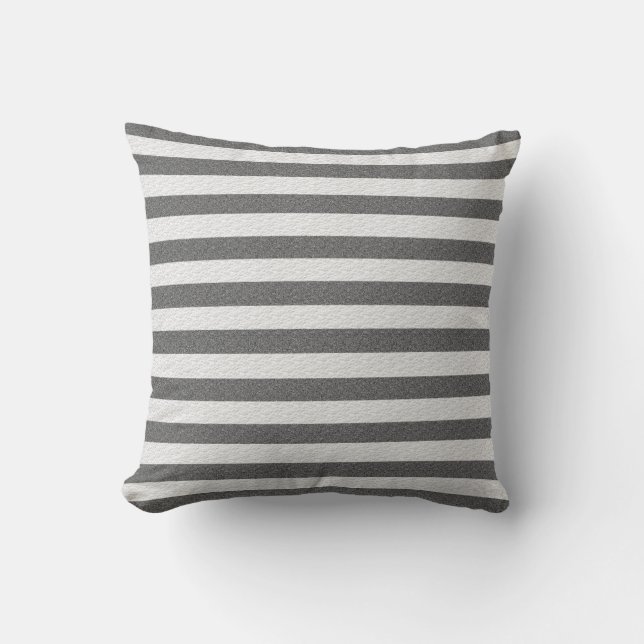 Zwart en grijs Stripe Nautical Pillow Kussen (Voorkant)