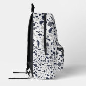 Zwart en Grijs Terrazzo Abstract Bedrukte Rugzak (Links)