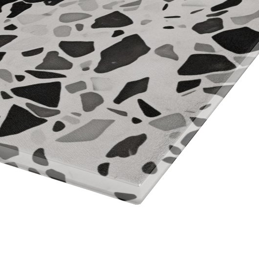 Zwart en grijs Terrazzo Patroon Snijplank (Hoek)
