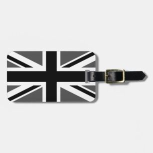 Zwart en grijs Union Jack Bagagelabel