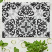 Zwart en grijs Victoriaans damast decor Theedoek (Gevouwen)