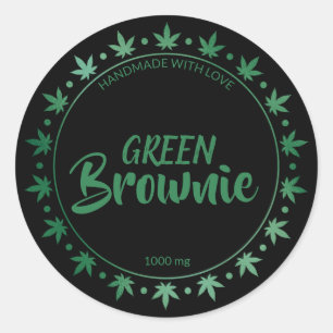 Zwart en Groen Brownie   Zelfgemaakt Edibles Label