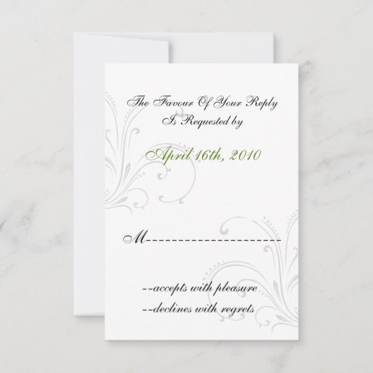 Zwart en groen bruiloft RSVP Standaard 3,5 x 5 (Achterkant)